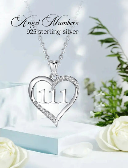 sanceo Sterling Silver Angel Number Necklace