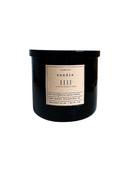 1111 3-wick Candle with Healing Crystals - Enchanted Black Sea (20oz Jar)