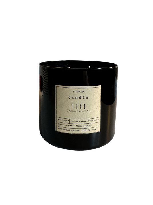 1111 3-wick Candle with Healing Crystals - Floral Harmony (20oz Jar)