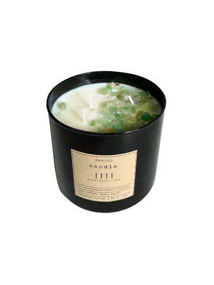 1111 3-wick Candle with Healing Crystals - Herbal Harmony (20oz Jar)