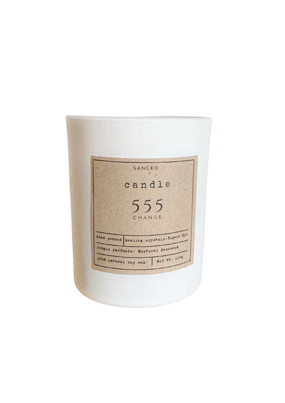 555 Candle with Healing Crystals - Mystical Rosewood (7oz Jar)