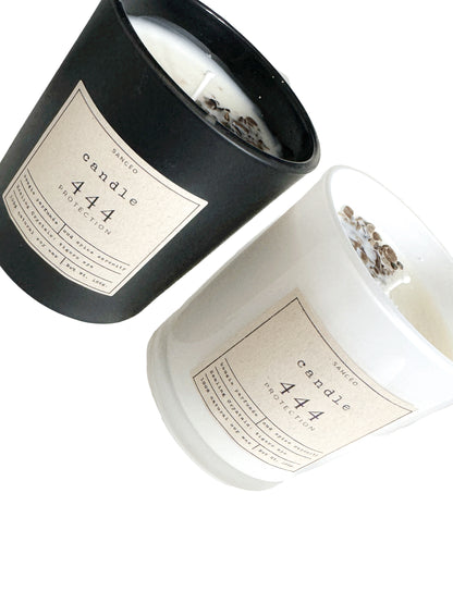 444 Candle with Healing Crystals - Oud Spice Serenity (10oz Jar)