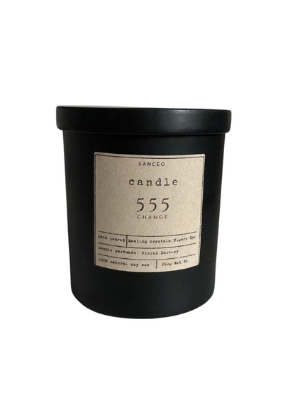 555 Candle with Healing Crystals - Floral Harmony (10oz Jar)