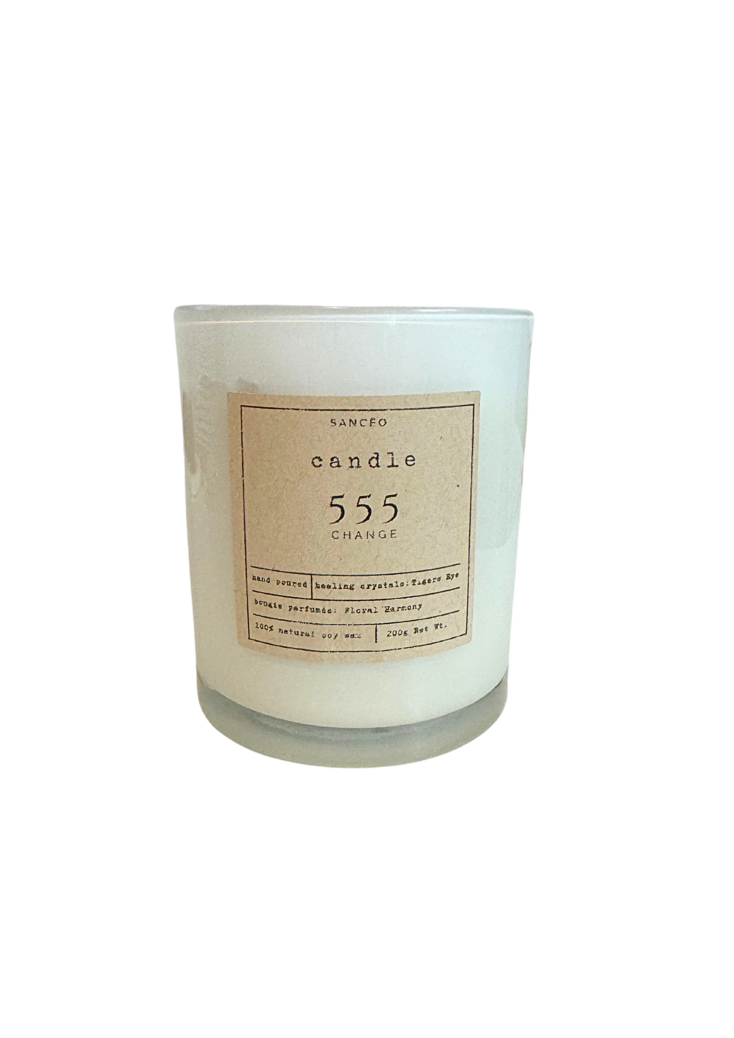 555 Candle with Healing Crystals - Floral Harmony (10oz Jar)