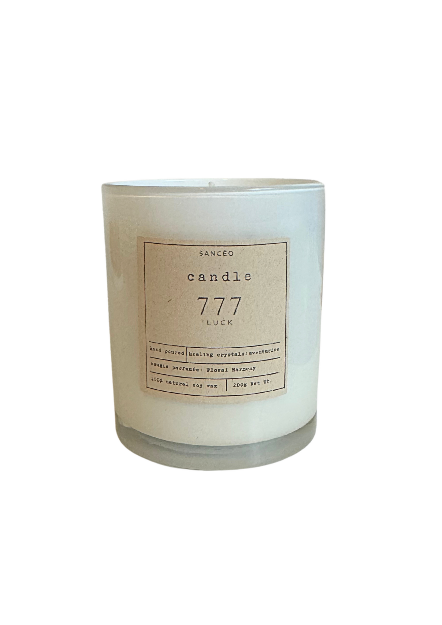 777 Candle with Healing Crystals - Floral Harmony (10oz Jar)