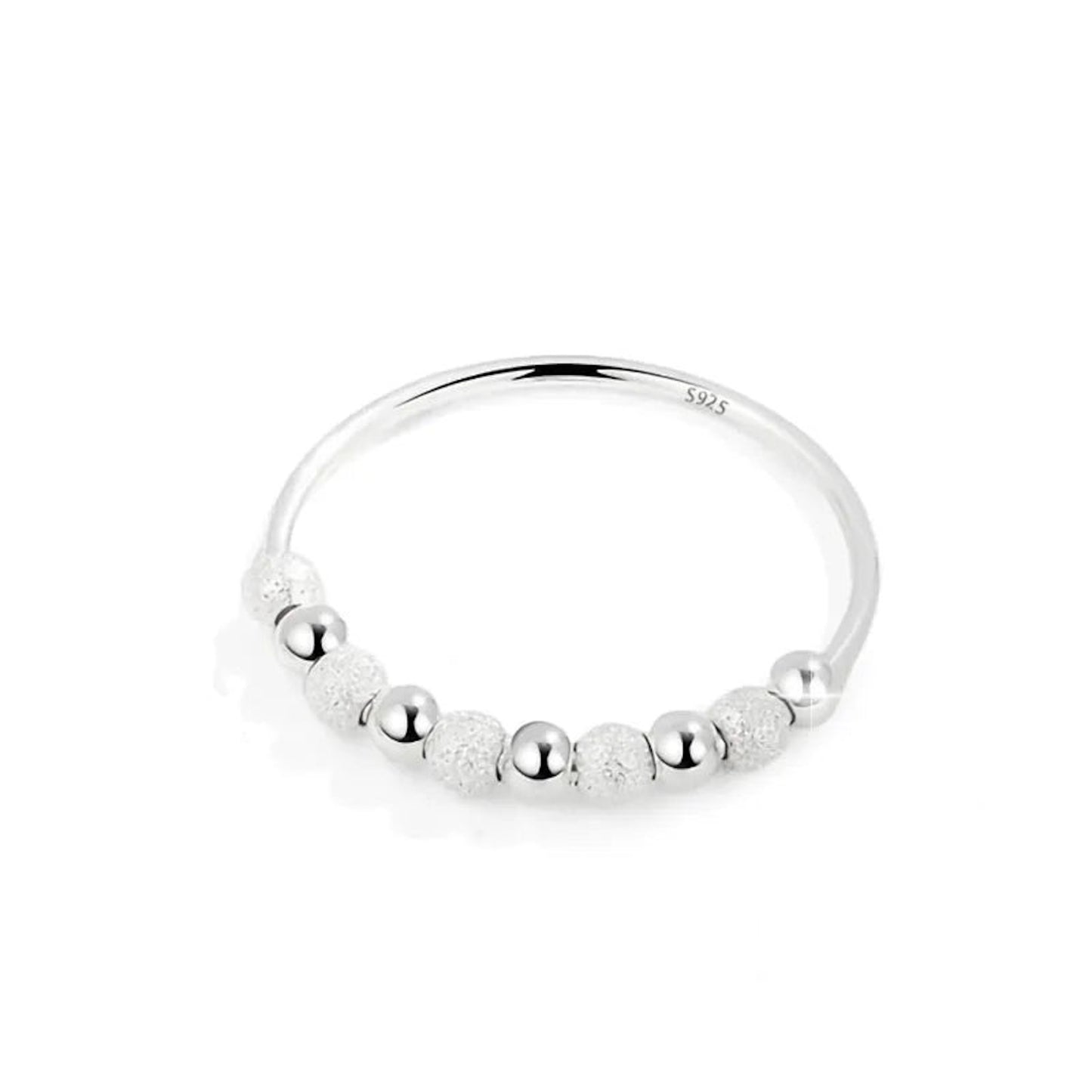 sanceo Sterling Silver Beaded Fidget Ring