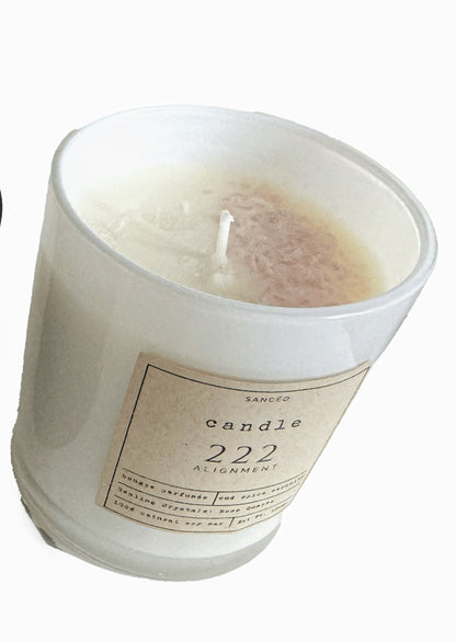 222 Candle with Healing Crystals - Oud Spice Serenity (10oz Jar)