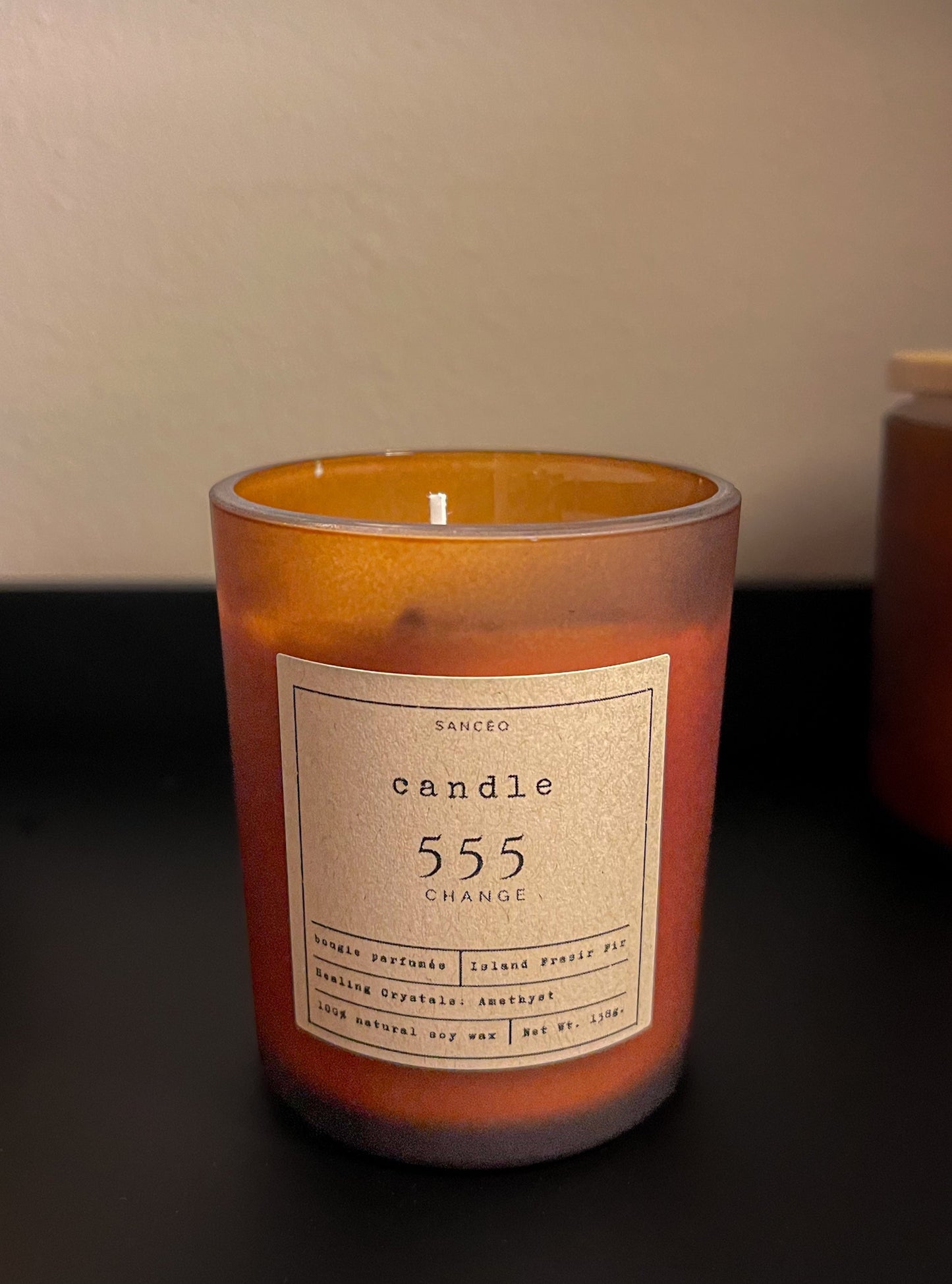 555 Candle with Healing Crystals - Island Fraser Fir (7oz Jar)