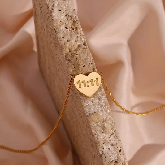 sanceo 1111 Heart Shape Gold Necklace