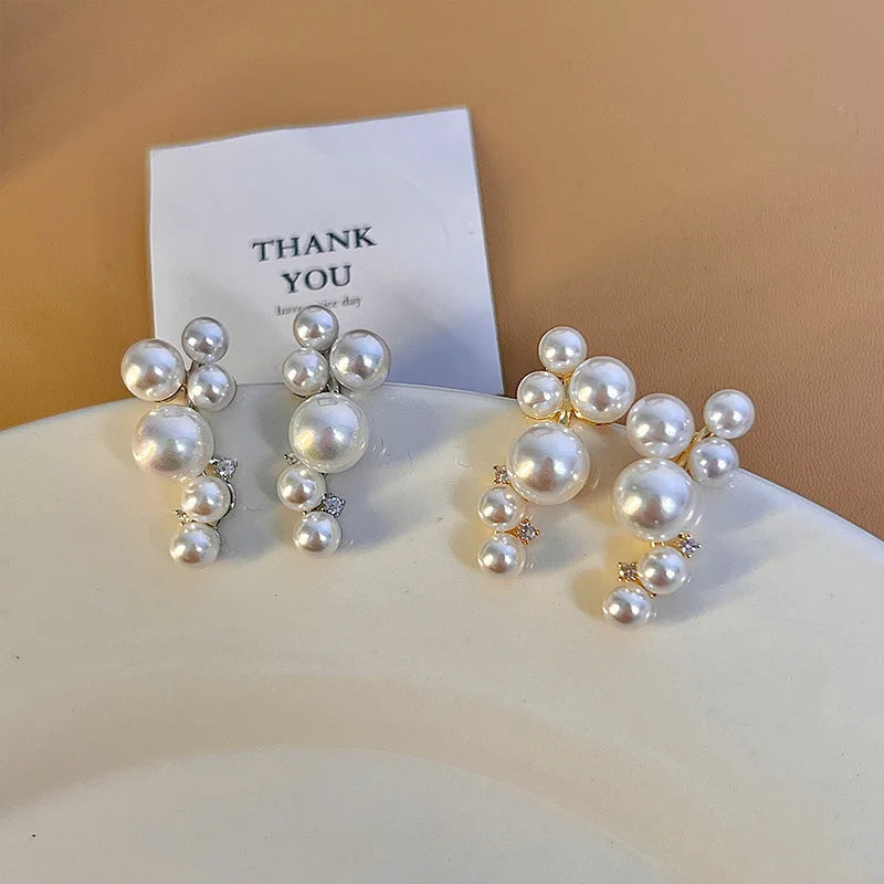 sanceo Faux Pearl Cluster Earrings