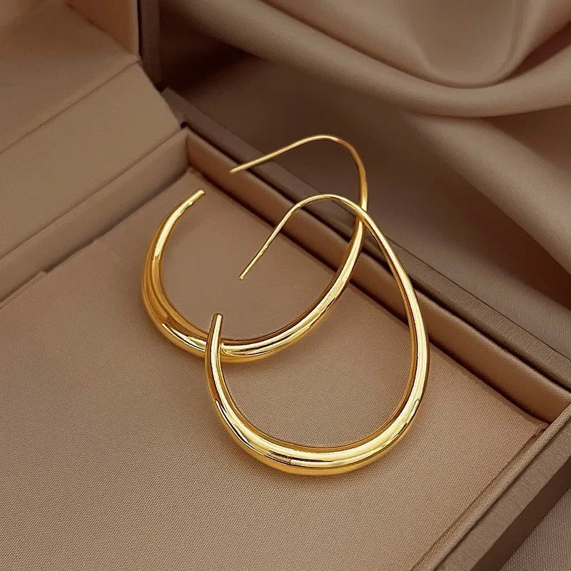 sanceo Sterling Silver Oval Hoop Earrings