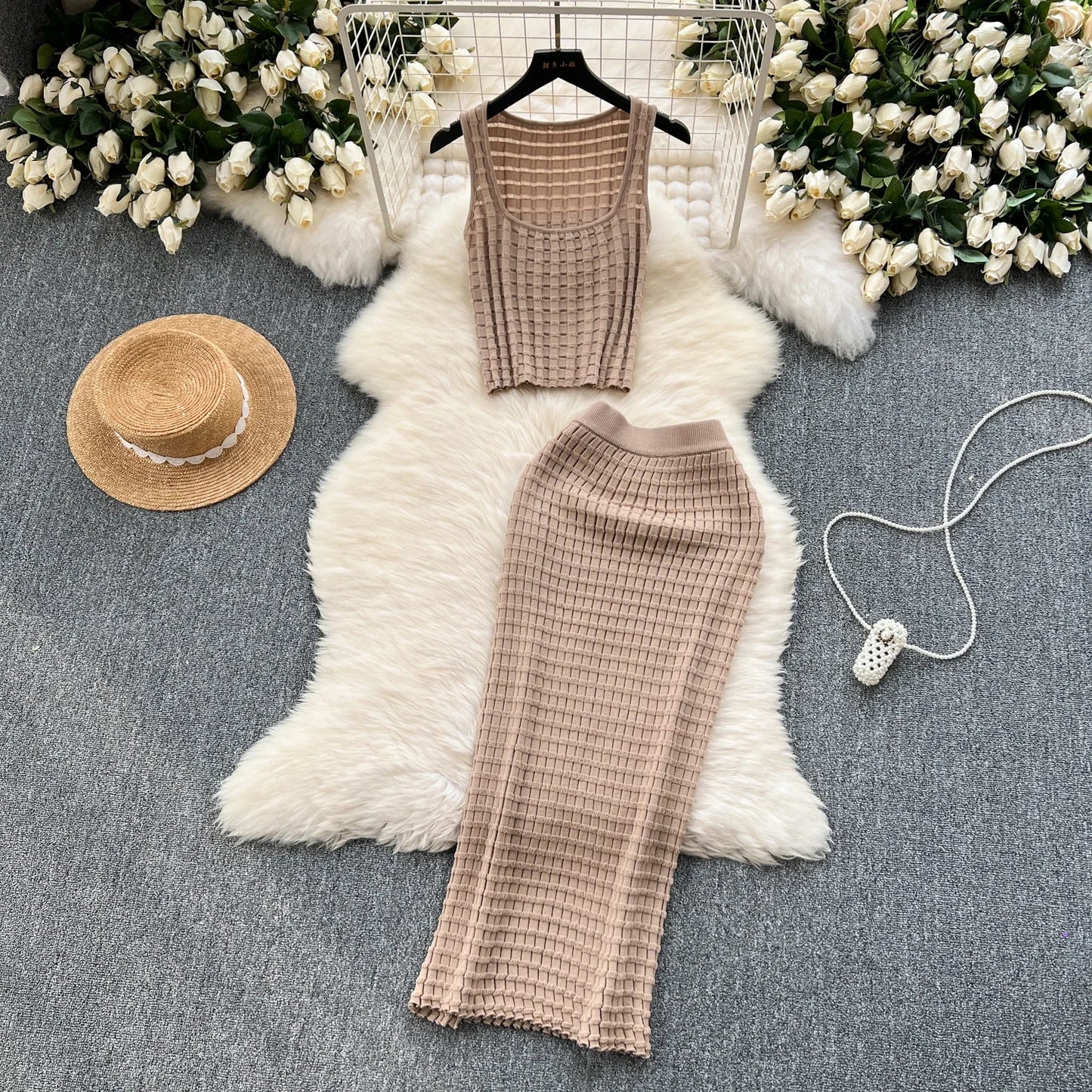 Sexy Summer Knit 2-Piece Maxi Set