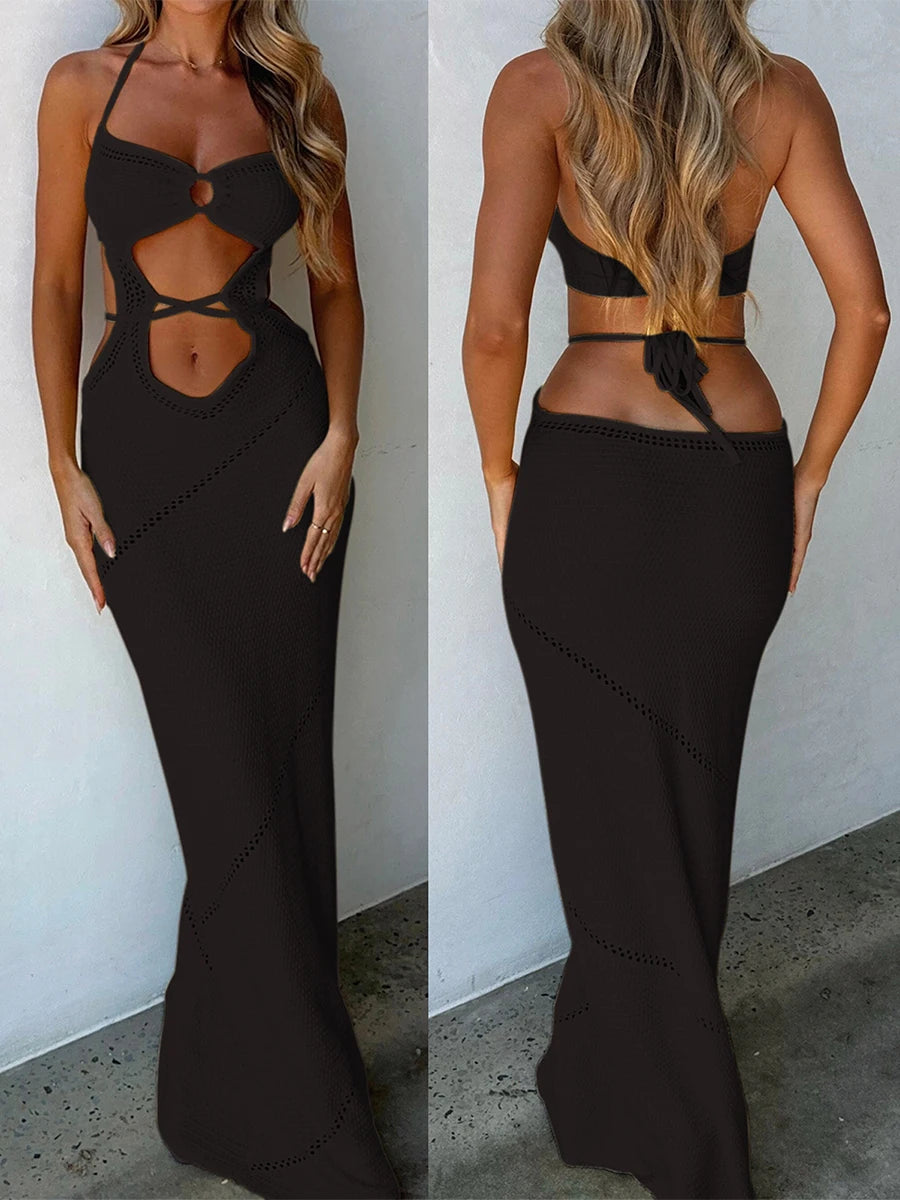 Summer Knit Cutout Maxi Dress