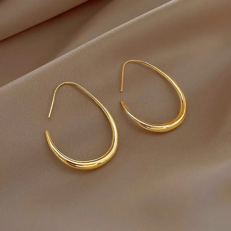 sanceo Sterling Silver Oval Hoop Earrings