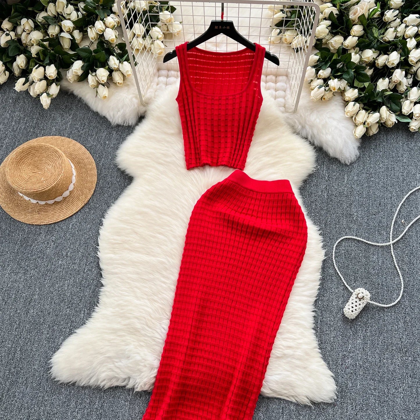 Sexy Summer Knit 2-Piece Maxi Set