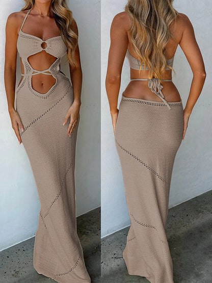 Summer Knit Cutout Maxi Dress