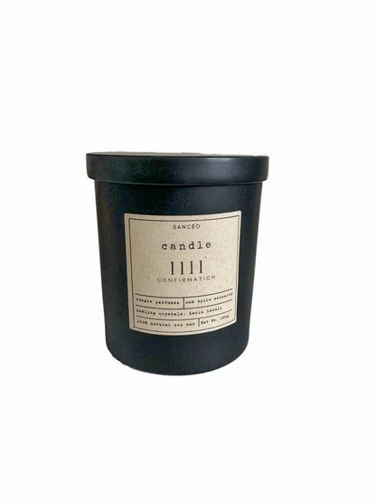 1111 Candle with Healing Crystals - Oud Spice Serenity (10oz Jar)