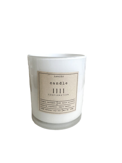 1111 Candle with Healing Crystals - Floral Harmony (10oz Jar)