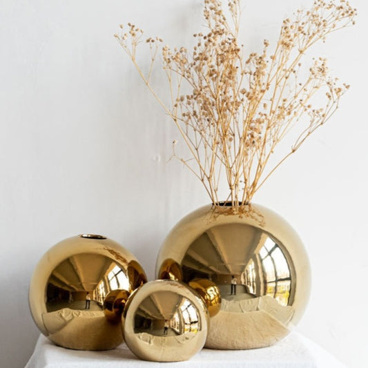 sanceo Golden Circular Vases